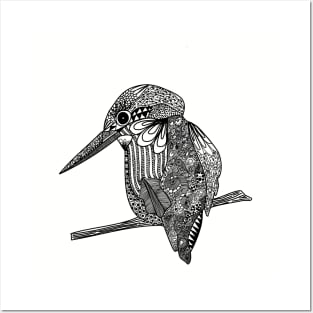 Manuk the Bird - Monochrome line art Posters and Art